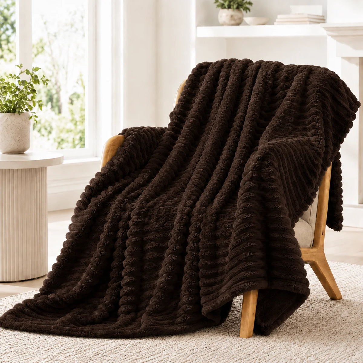Luxurious Faux Rabbit Fur Blanket for Cozy Couch and Bed