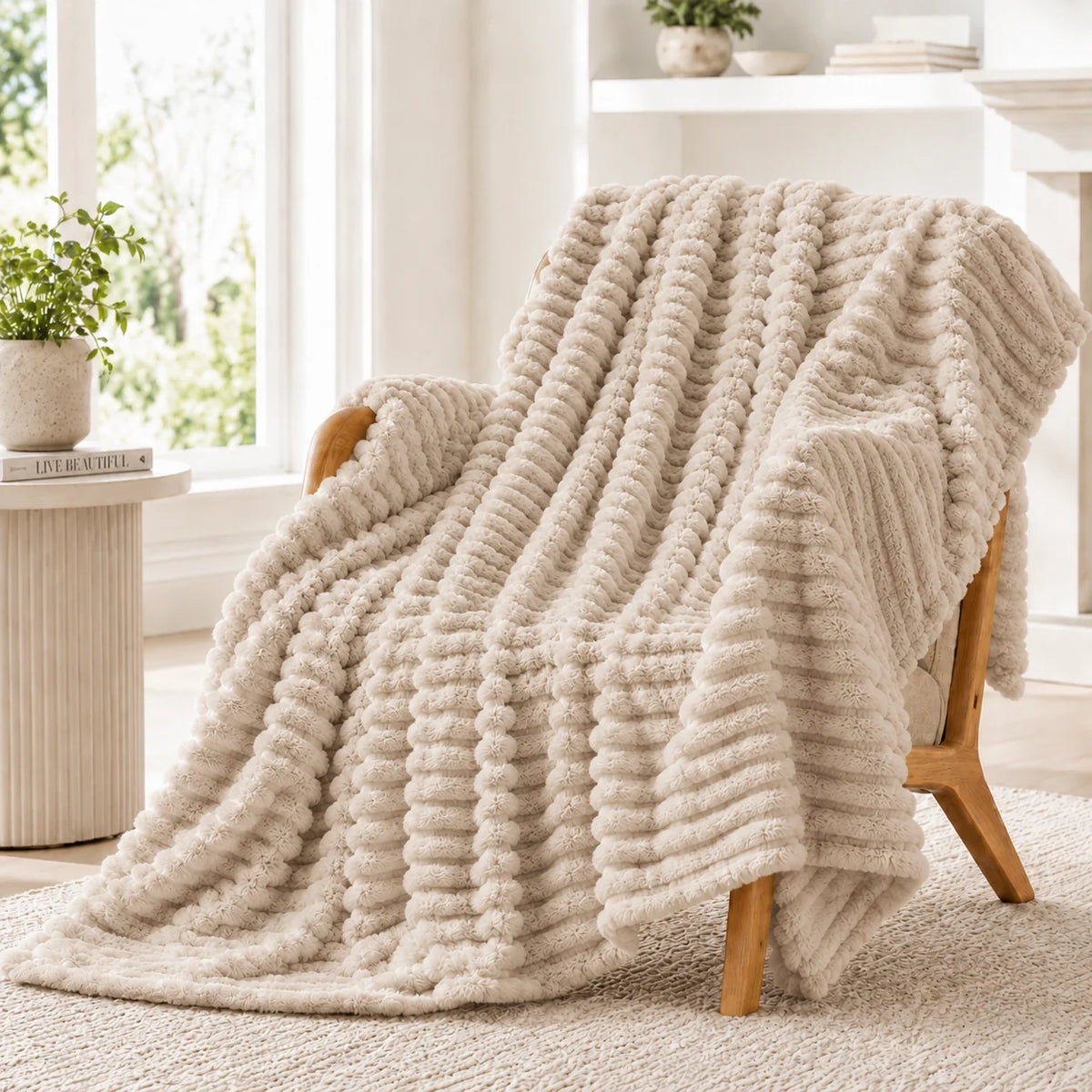 Luxurious Faux Rabbit Fur Blanket for Cozy Couch and Bed