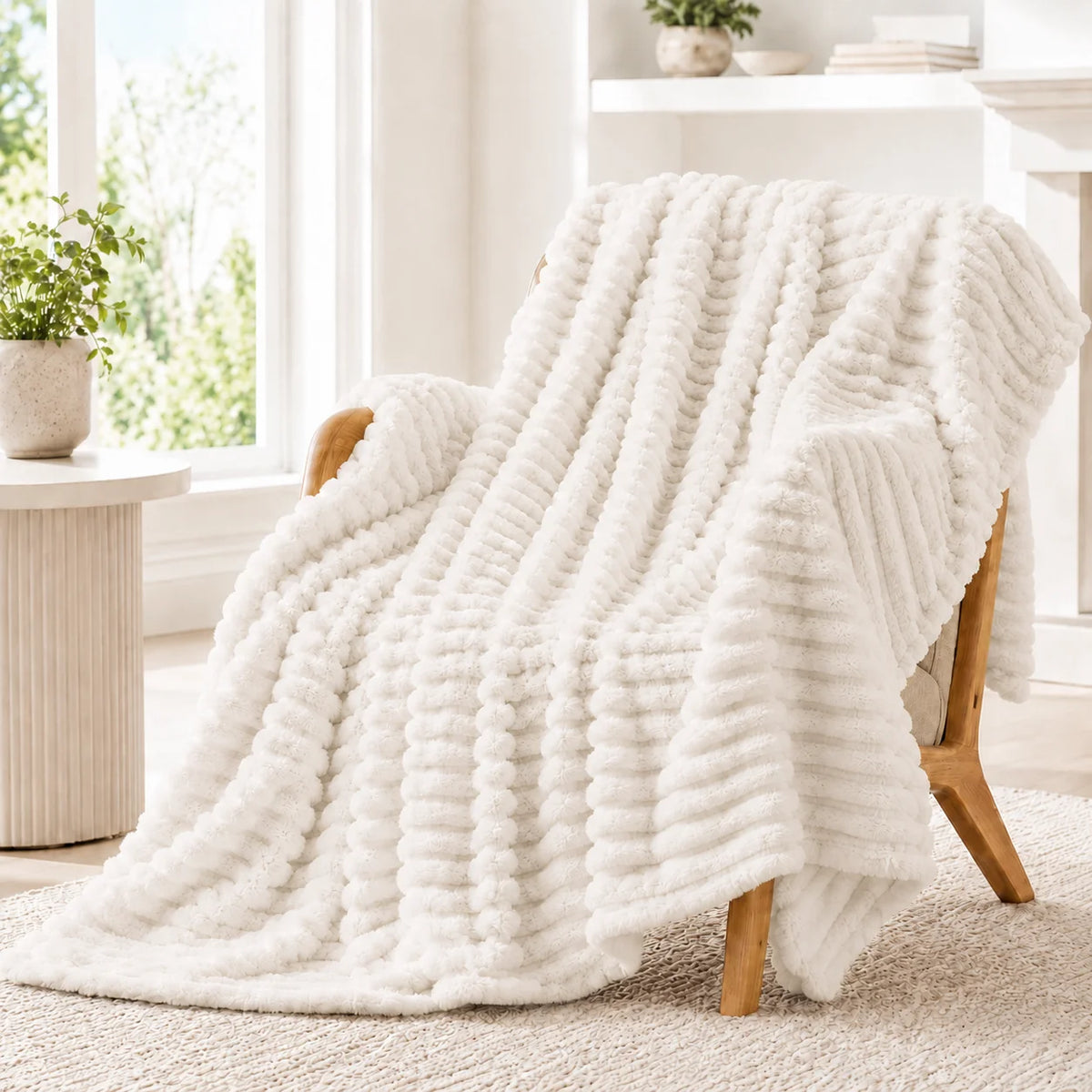 Luxurious Faux Rabbit Fur Blanket for Cozy Couch and Bed