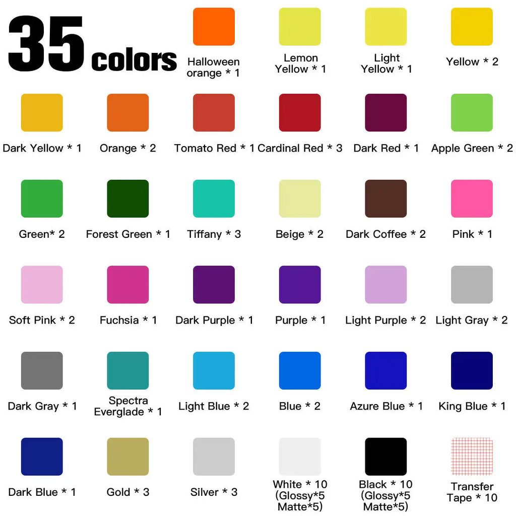 HTVRONT Permanent Adhesive Vinyl Sheets and Transfer Tape Bundle