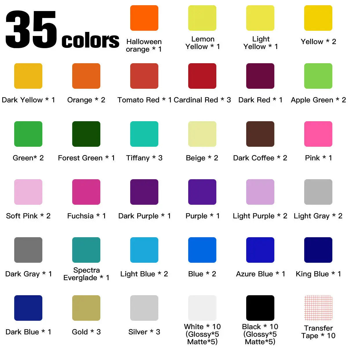 HTVRONT Permanent Adhesive Vinyl Sheets and Transfer Tape Bundle