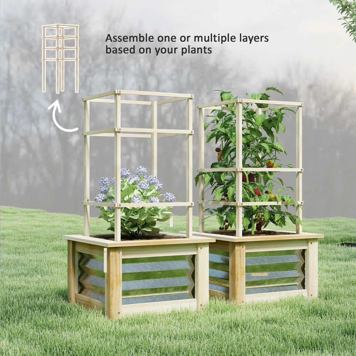 Outsunny Outdoor Planter Box With Trellis For Climbing Plants