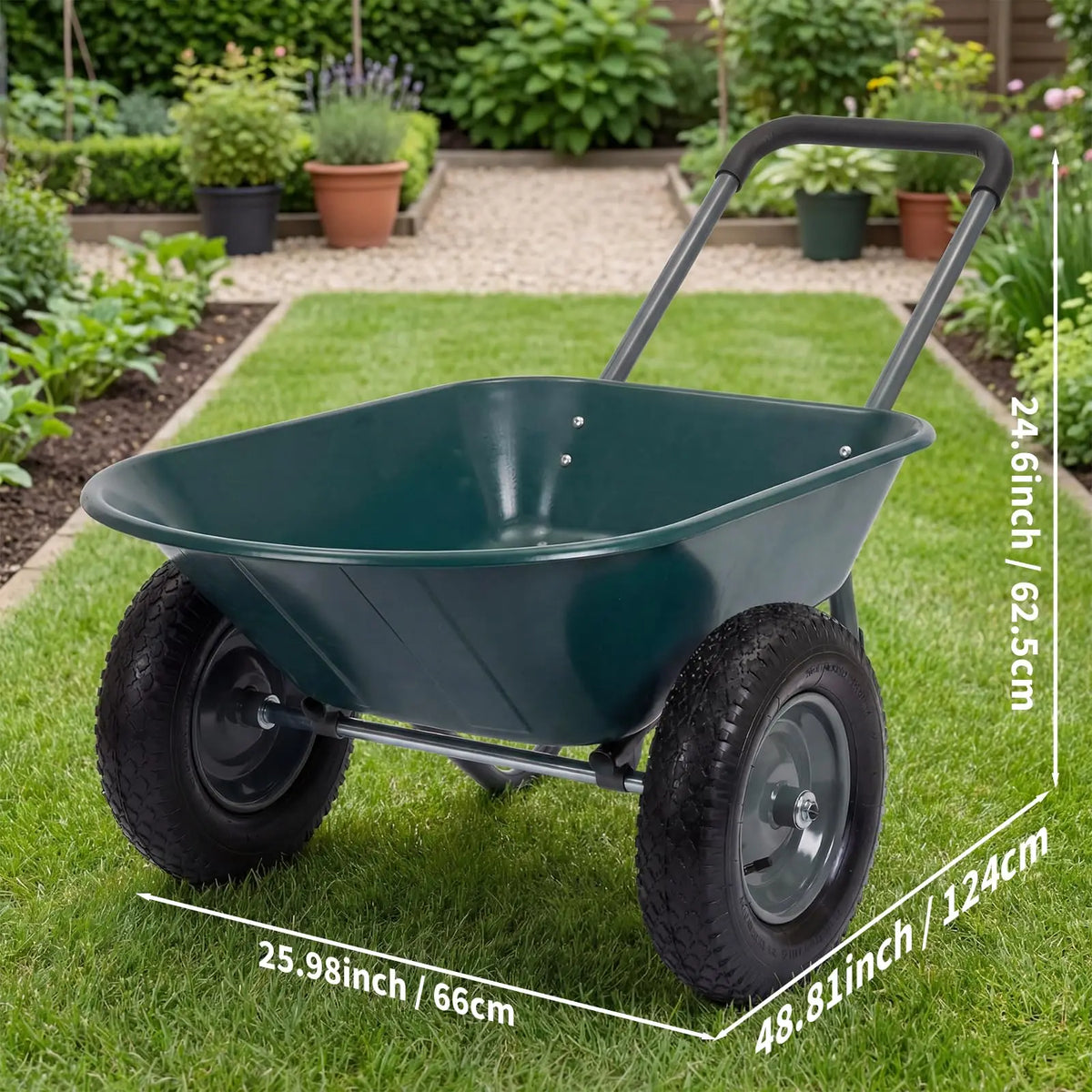 HiMISS Dual Wheel Garden Utility Cart With Dump Bed