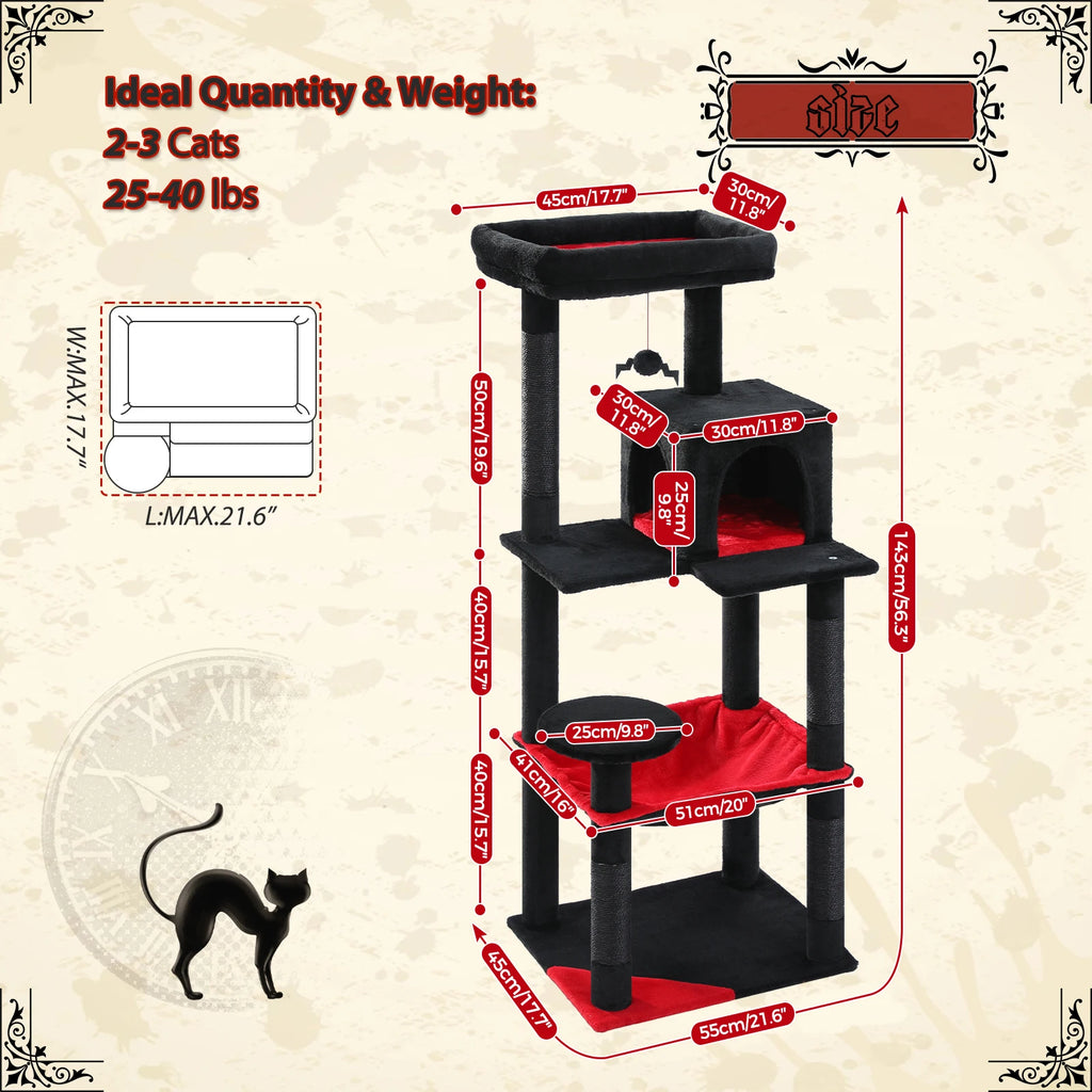 PAWZ Road Gothic Cat Tree Tower With Hammock Scratching Post