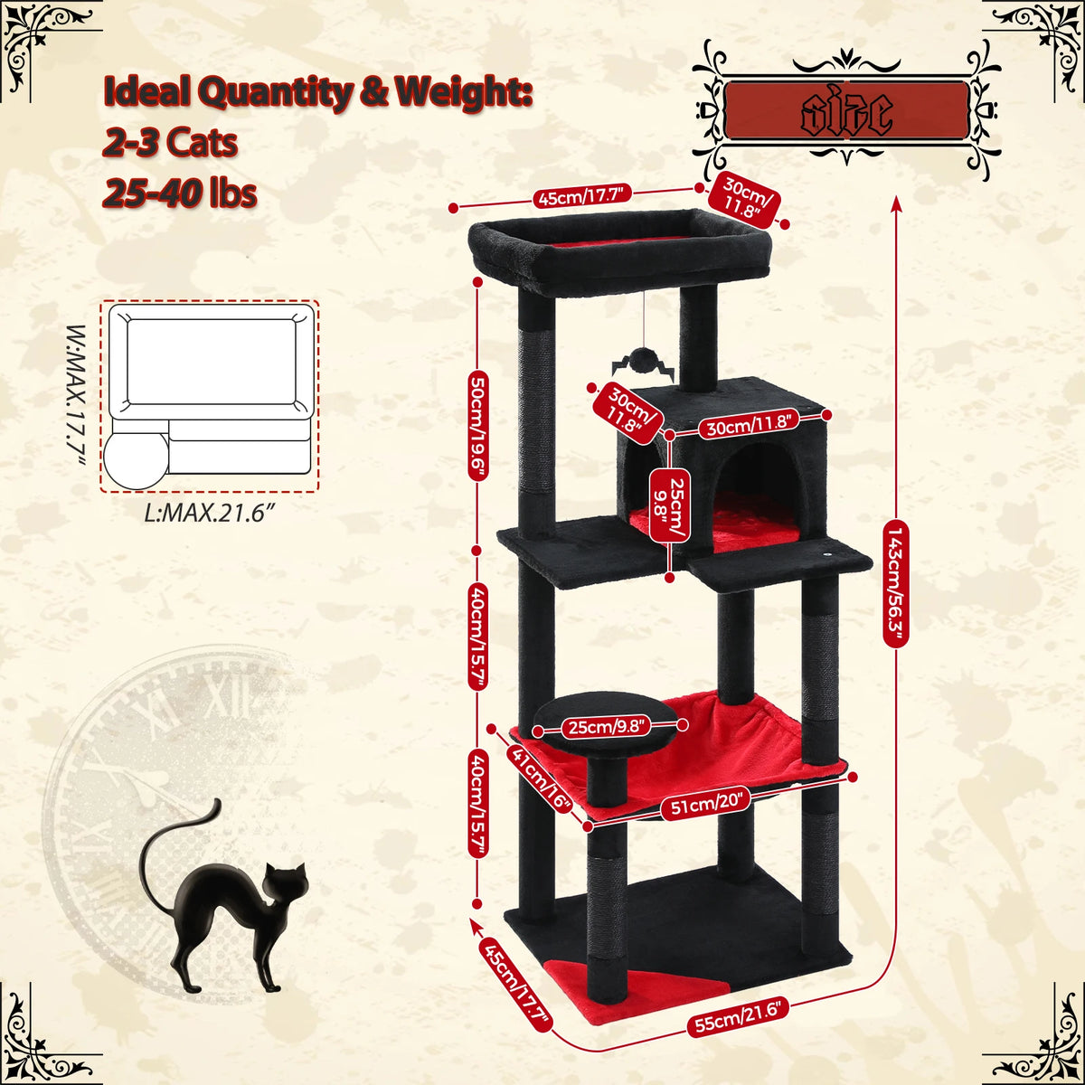 PAWZ Road Gothic Cat Tree Tower With Hammock Scratching Post
