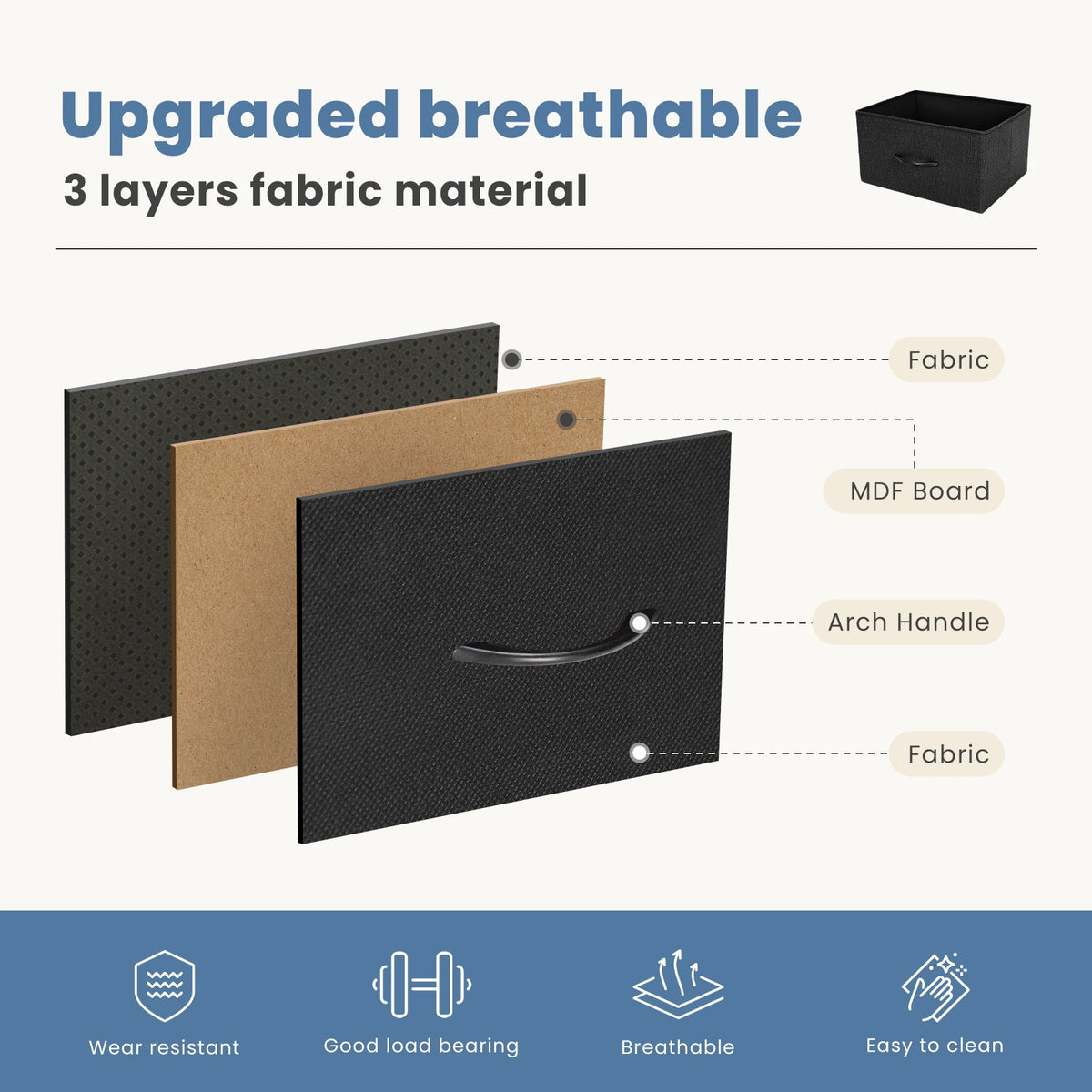 JHK Modern Fabric Drawer Dresser for Bedroom Storage Organizer