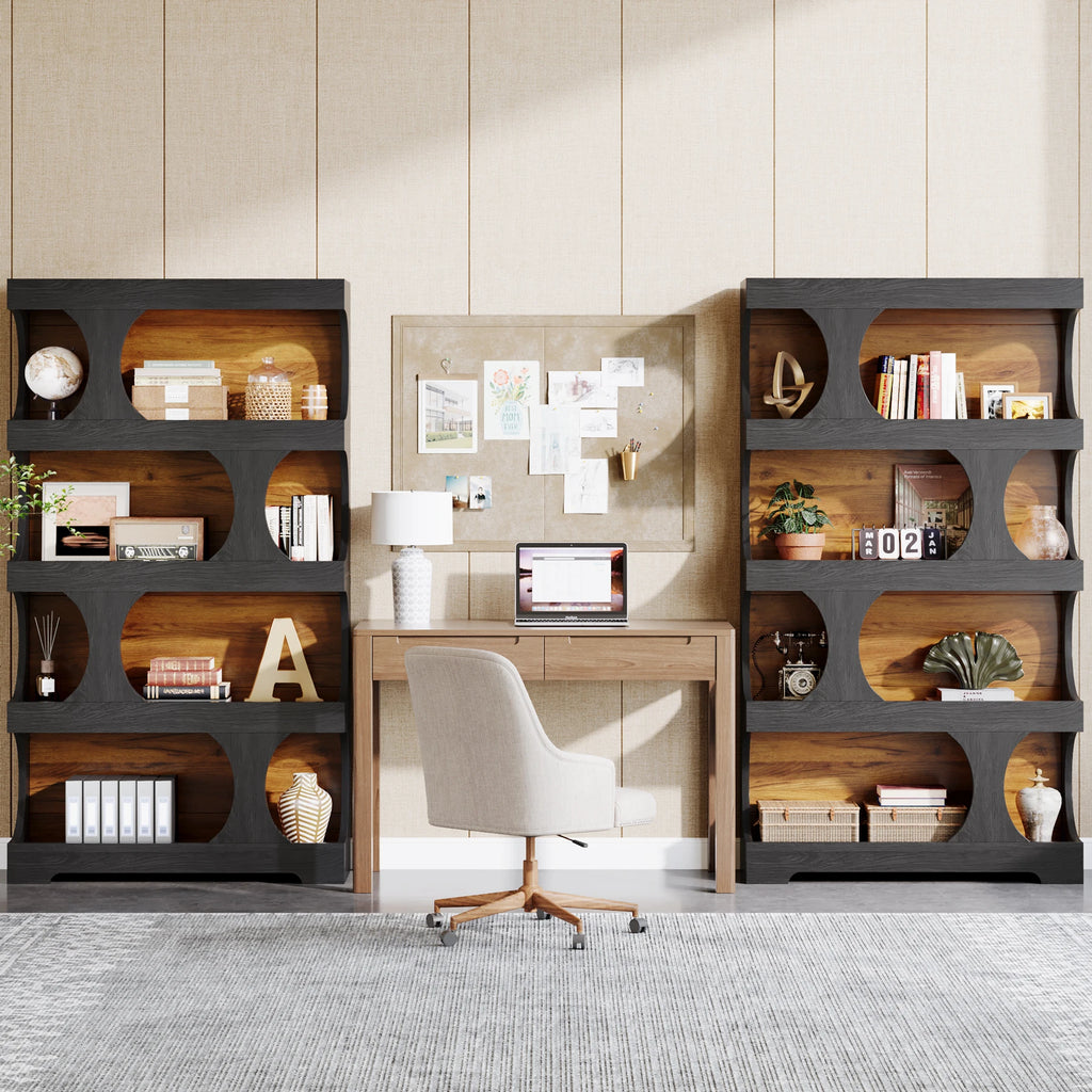 Tribesigns Four Tier S Shaped Bookcase With Decorative Display Shelves