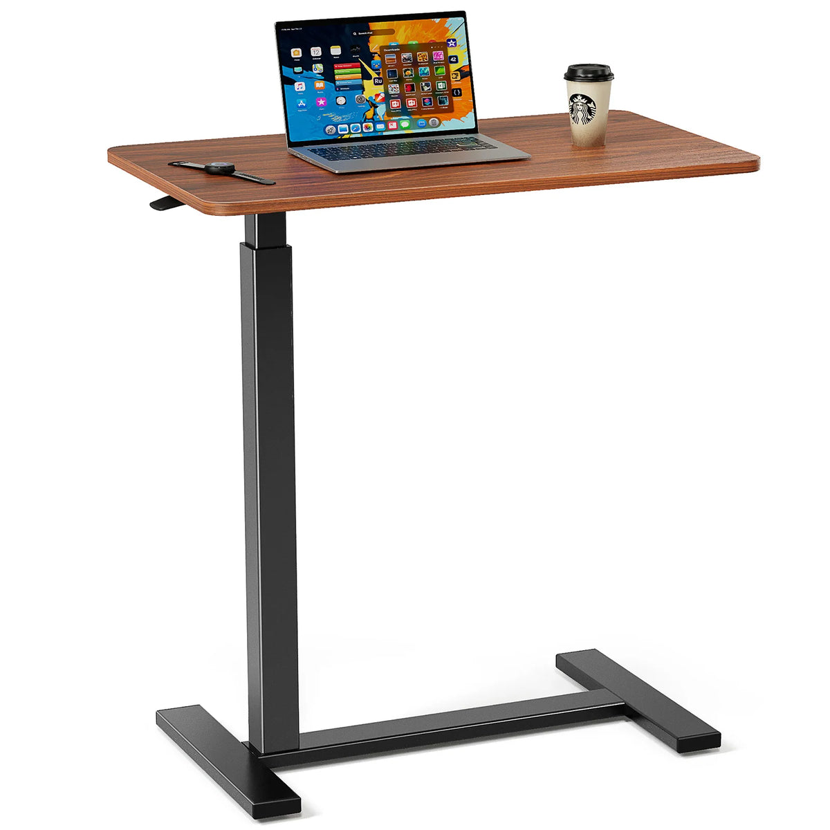 JHK Adjustable Overbed Table With Hidden Wheels For Bedroom