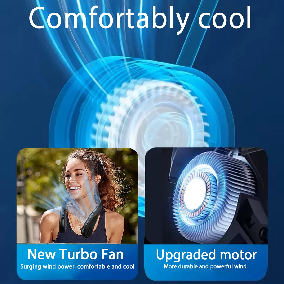 Bladeless Wearable Neck Fan With USB Rechargeable Cooling