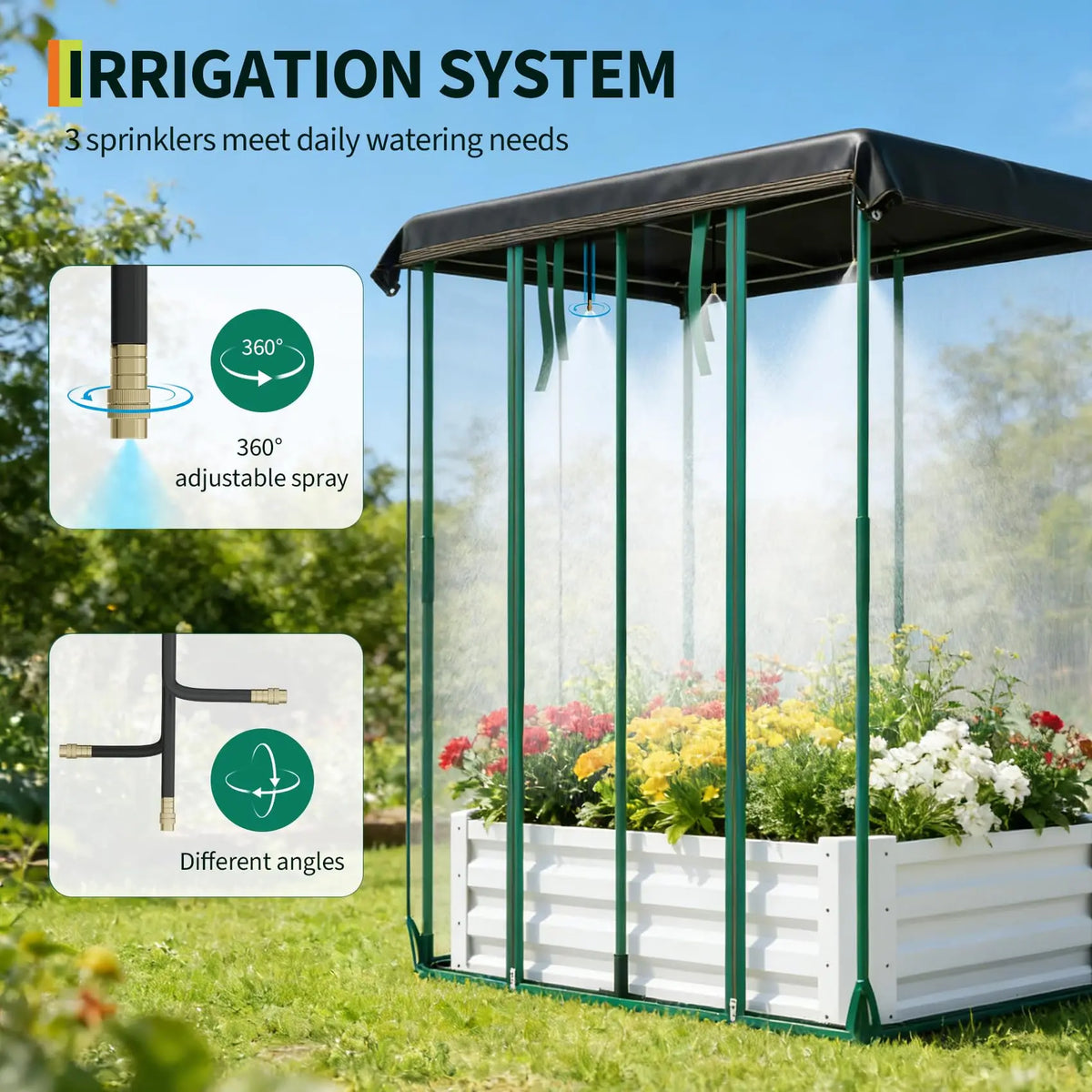 HiMISS 3 In 1 Galvanized Metal Raised Garden Bed Kit