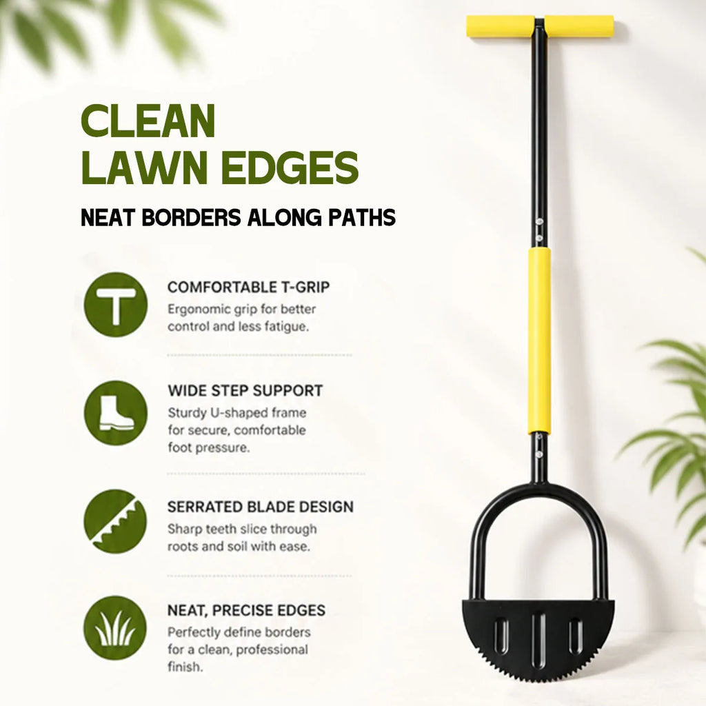 Heavy Duty Serrated Half Moon Lawn Edger With Ergonomic Handle