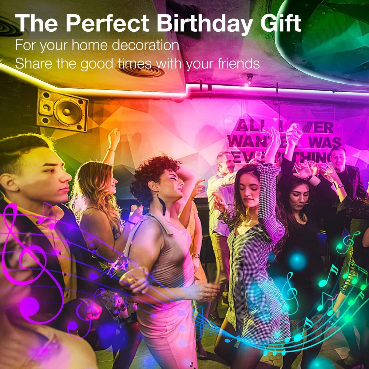 50/100/130/200FT RGB LED Smart Strip Light, App&44-Key Remote Control, Music Sync, Color Changing Led Lights for Bedroom, Home, Kitchen, Party, Room Decor
