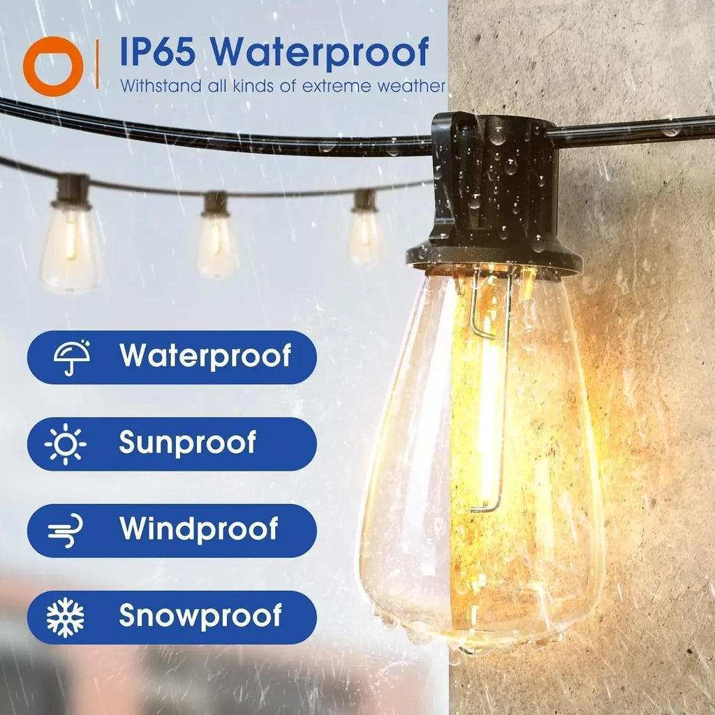 MIMIRGB Waterproof Dimmable Outdoor String Lights With Shatterproof Bulbs