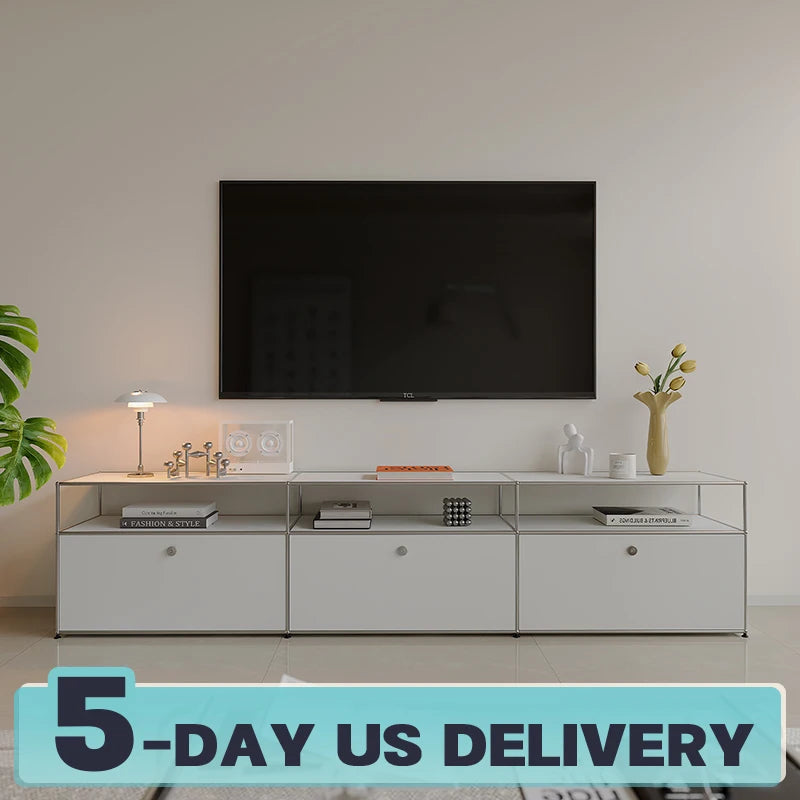 Bigcityfur Modern Metal Corner TV Stand Storage Cabinet