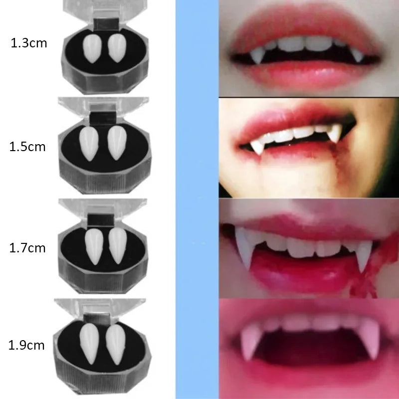 Vampire Fangs Dentures With Solid Adhesive for Halloween Costume Parties