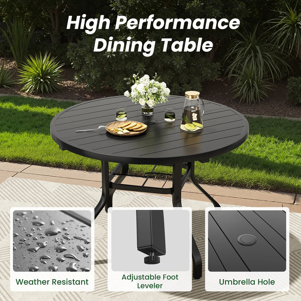Farini Outdoor Dining Set With Round Table And Six Chairs