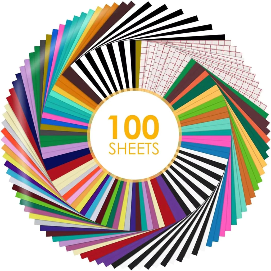 HTVRONT Permanent Adhesive Vinyl Sheets and Transfer Tape Bundle