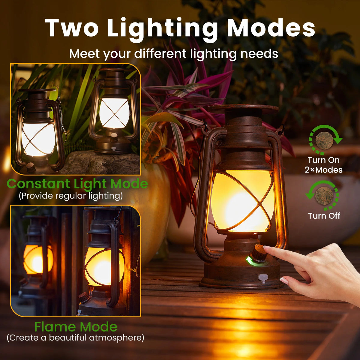 KPSTEK Solar Flickering Flame Lanterns for Outdoor Patio and Garden