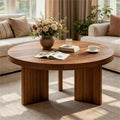 HiMISS Modern Round Coffee Table With Fluted Leg Design