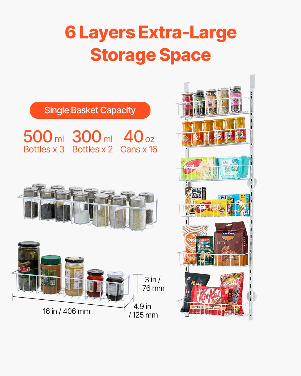 SucceBuy Over The Door Pantry Organizer With Adjustable Spice Shelves