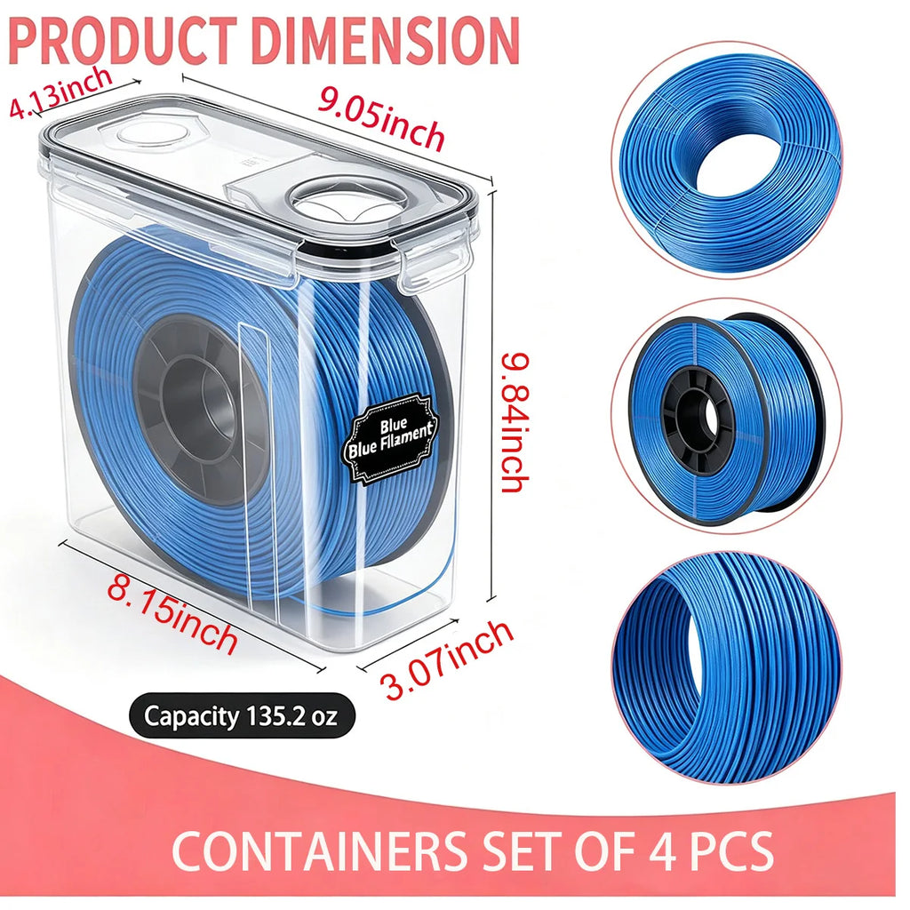 3D Printer Filament Storage Jar Set With Airtight Lids