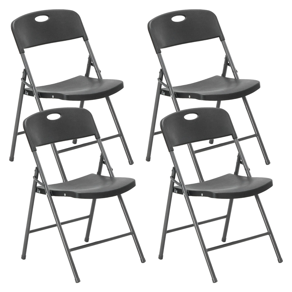 JHK Heavy Duty Stackable Folding Chairs With Ergonomic Back Support