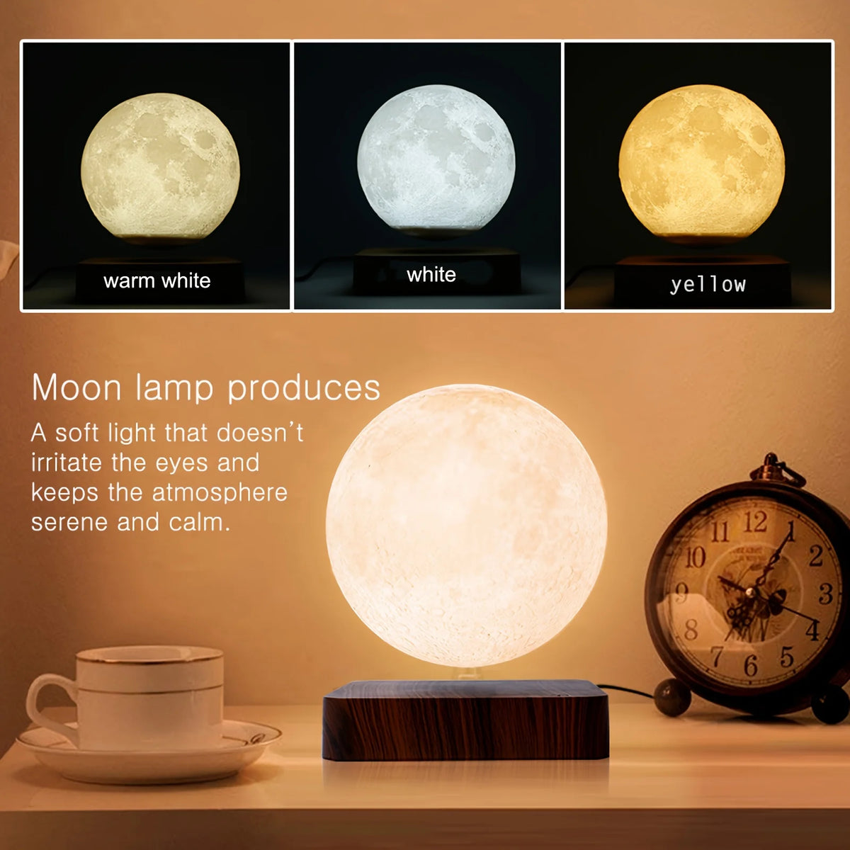 Mexllex Magnetic Floating Moon Lamp With Rotating LED Night Light