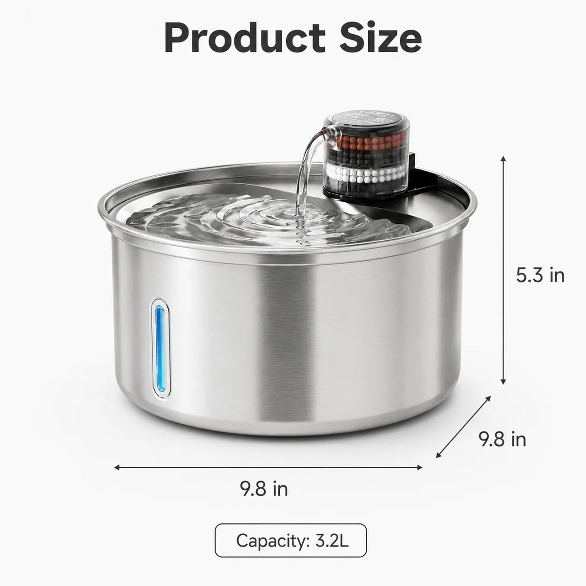 Automatic Stainless Steel Cat Water Fountain With Quiet Circulating Pump