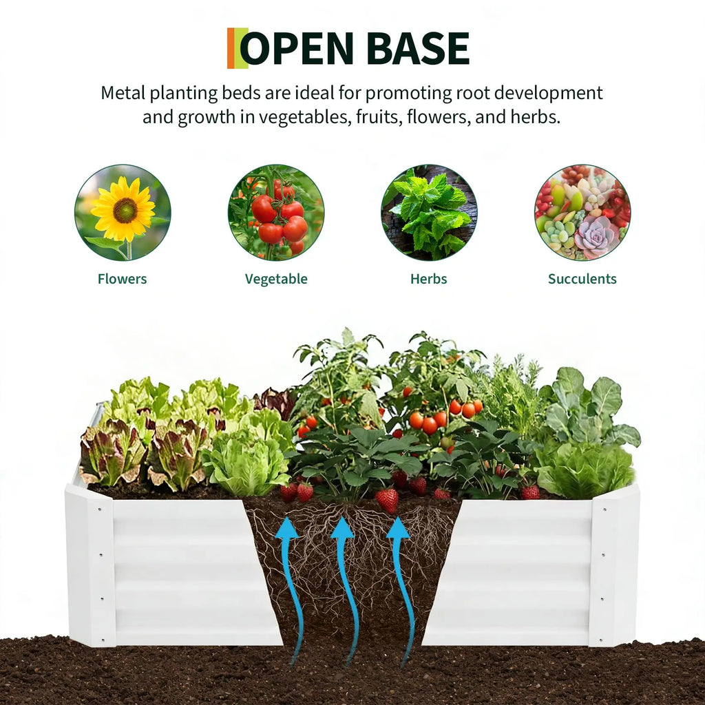 HiMISS 3 In 1 Galvanized Metal Raised Garden Bed Kit