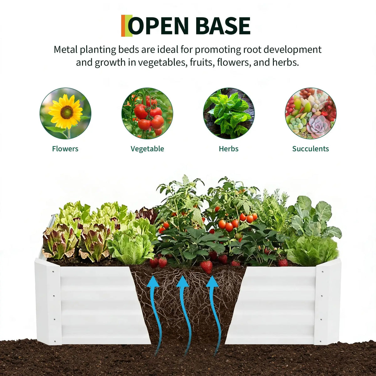 HiMISS 3 In 1 Galvanized Metal Raised Garden Bed Kit