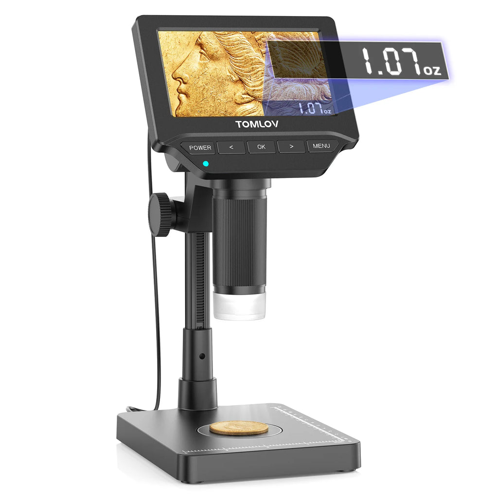 TOMLOV Digital Microscope With Integrated Precision Weighing Scale