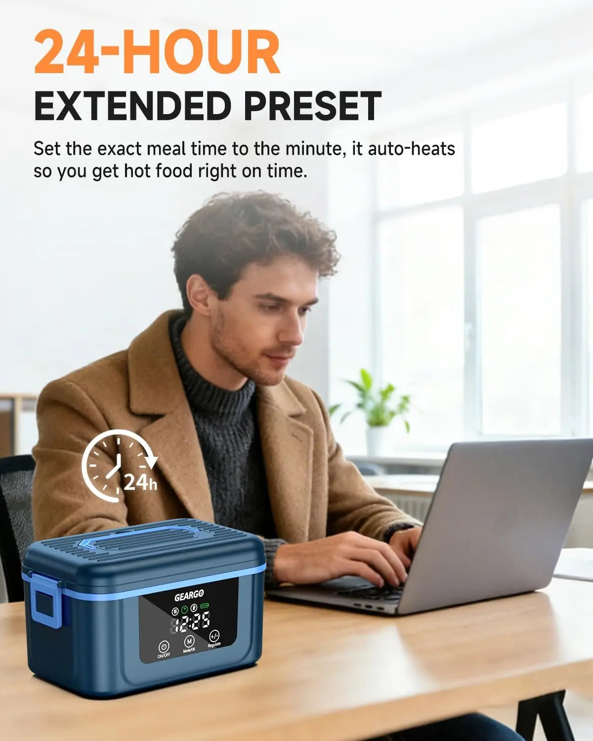 Cordless Rechargeable Heated Lunch Box With Ice Crystal Box For Cooling