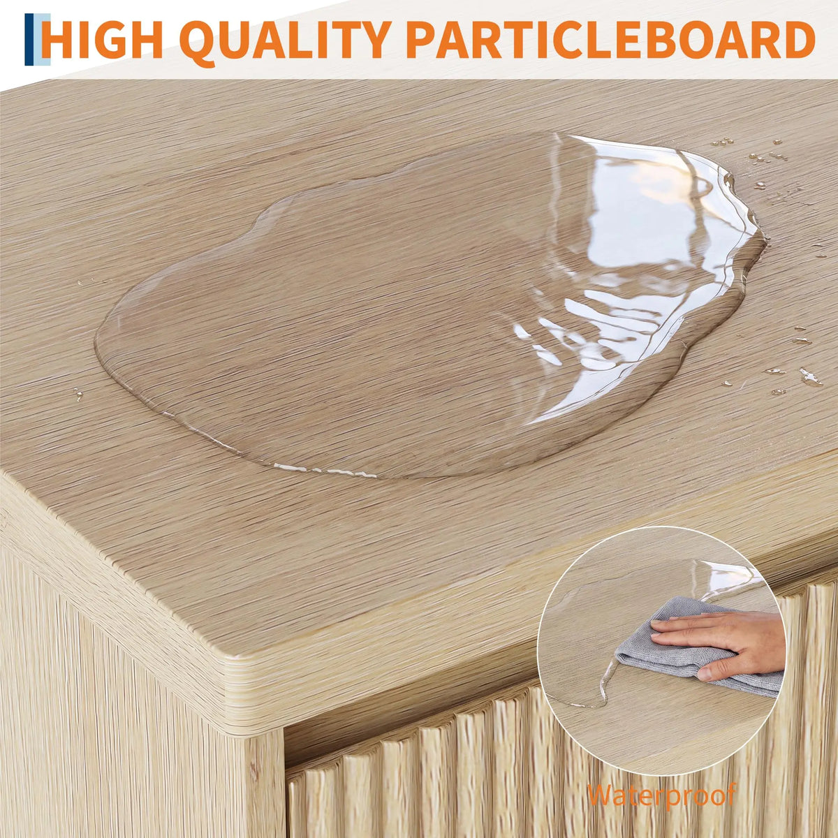 HiMISS Modern TV Stand With Fluted Cabinets And Open Shelves