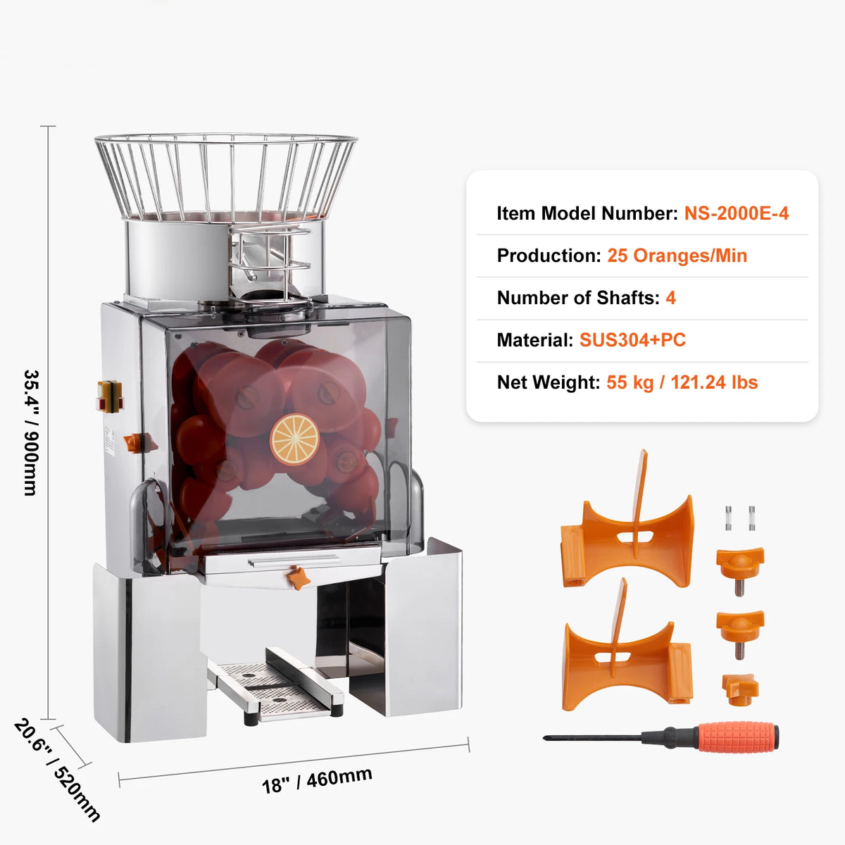 VEVOR Commercial Automatic Orange Juicer Machine With Pulp Ejection