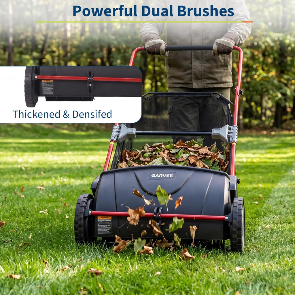 HiMISS Manual Push Lawn Sweeper for Leaves and Grass Collection