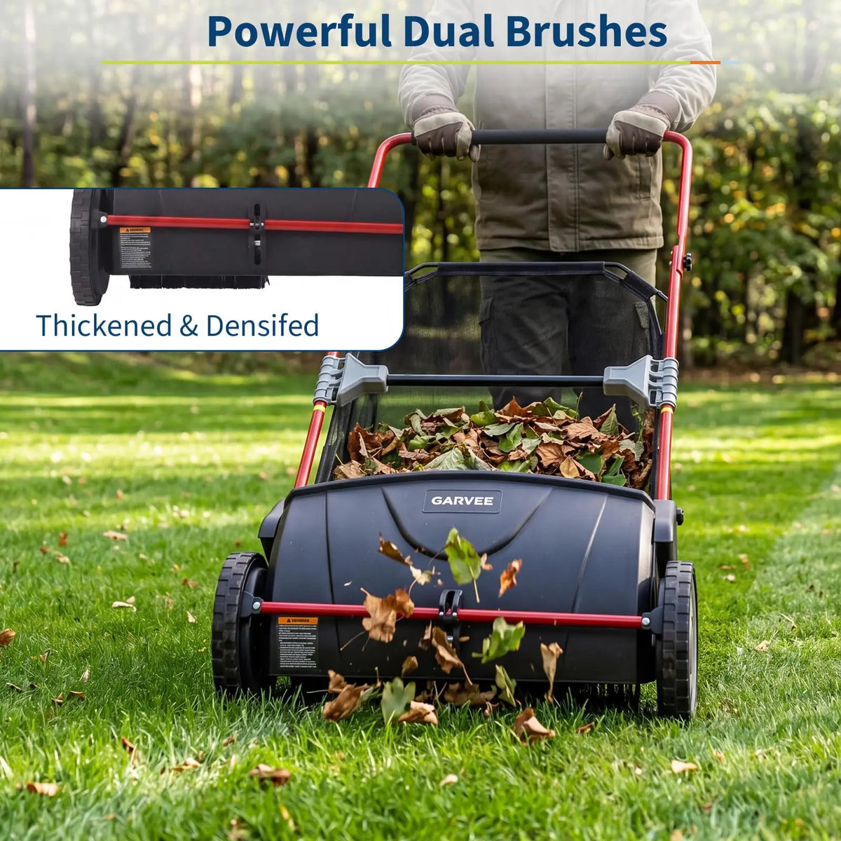 HiMISS Manual Push Lawn Sweeper for Leaves and Grass Collection
