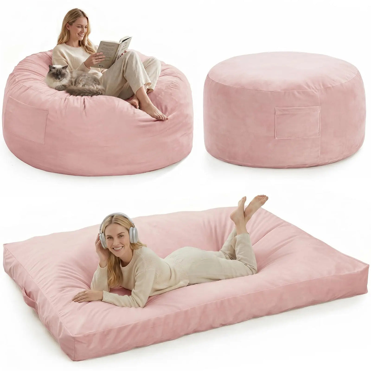 HiMISS Convertible Memory Foam Bean Bag Chair And Bed