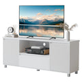 HiMISS Modern TV Stand With Fluted Cabinets And Open Shelves