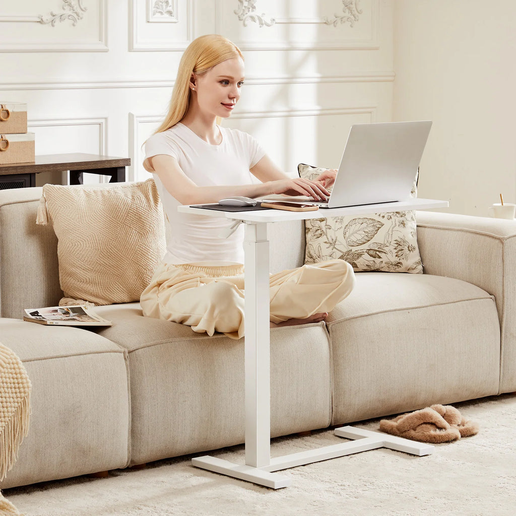JHK Adjustable Overbed Table With Hidden Wheels For Bedroom