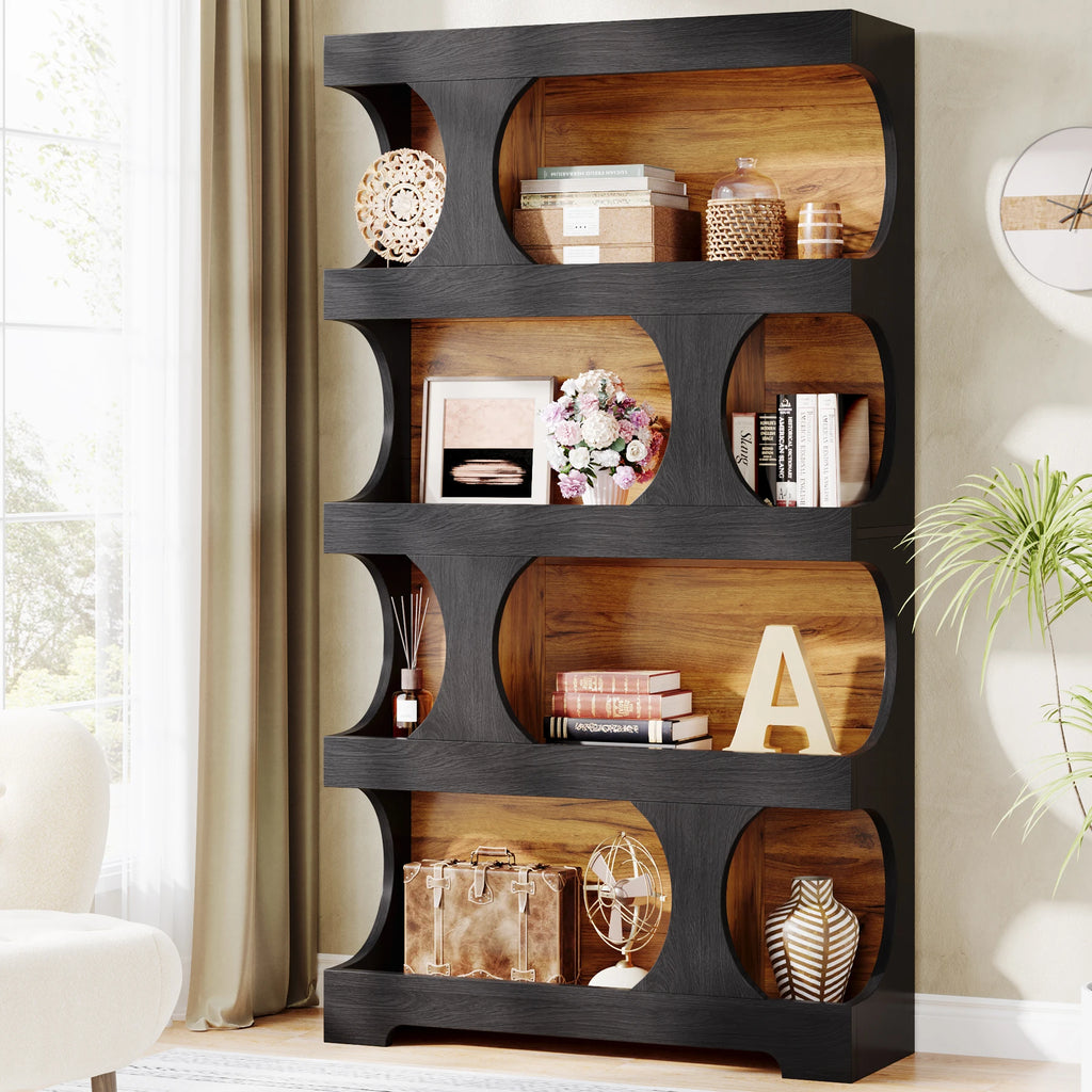 Tribesigns Four Tier S Shaped Bookcase With Decorative Display Shelves