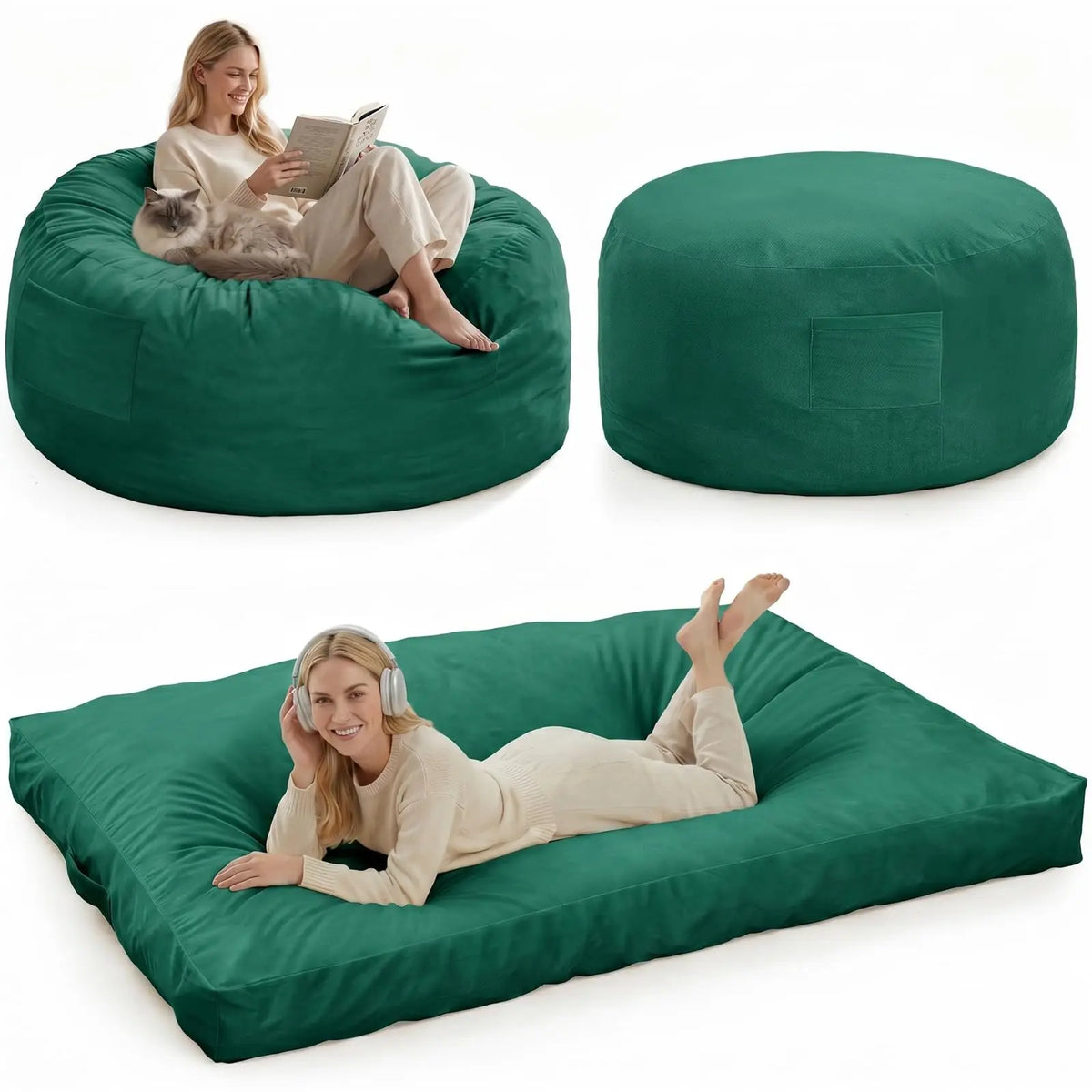 HiMISS Convertible Memory Foam Bean Bag Chair And Bed