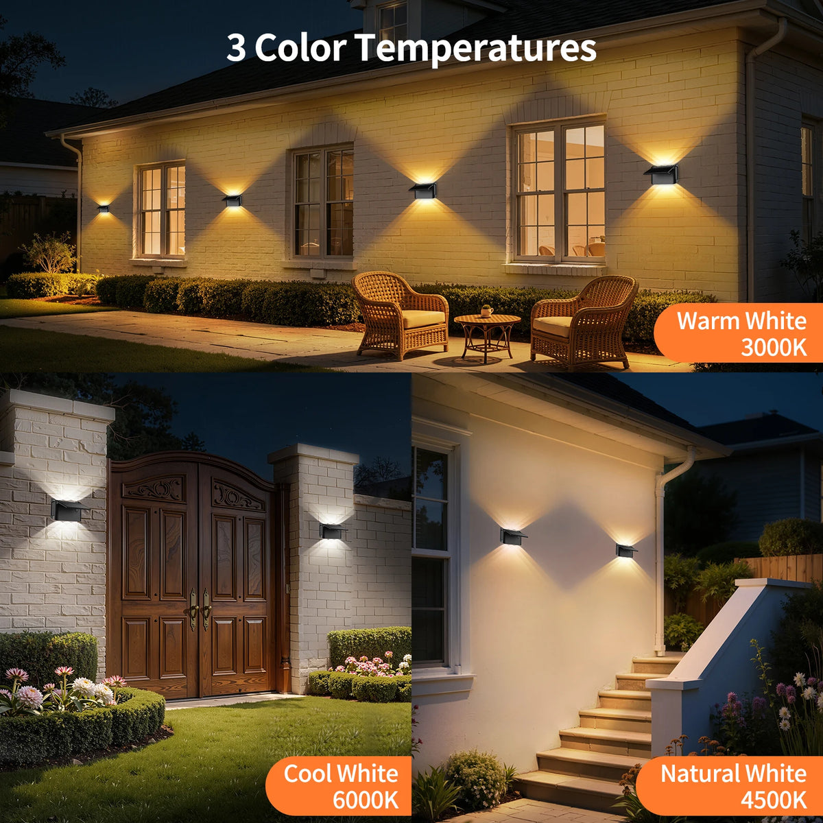Intelamp Solar Wall Lights With Remote, Three Color Modes, Waterproof