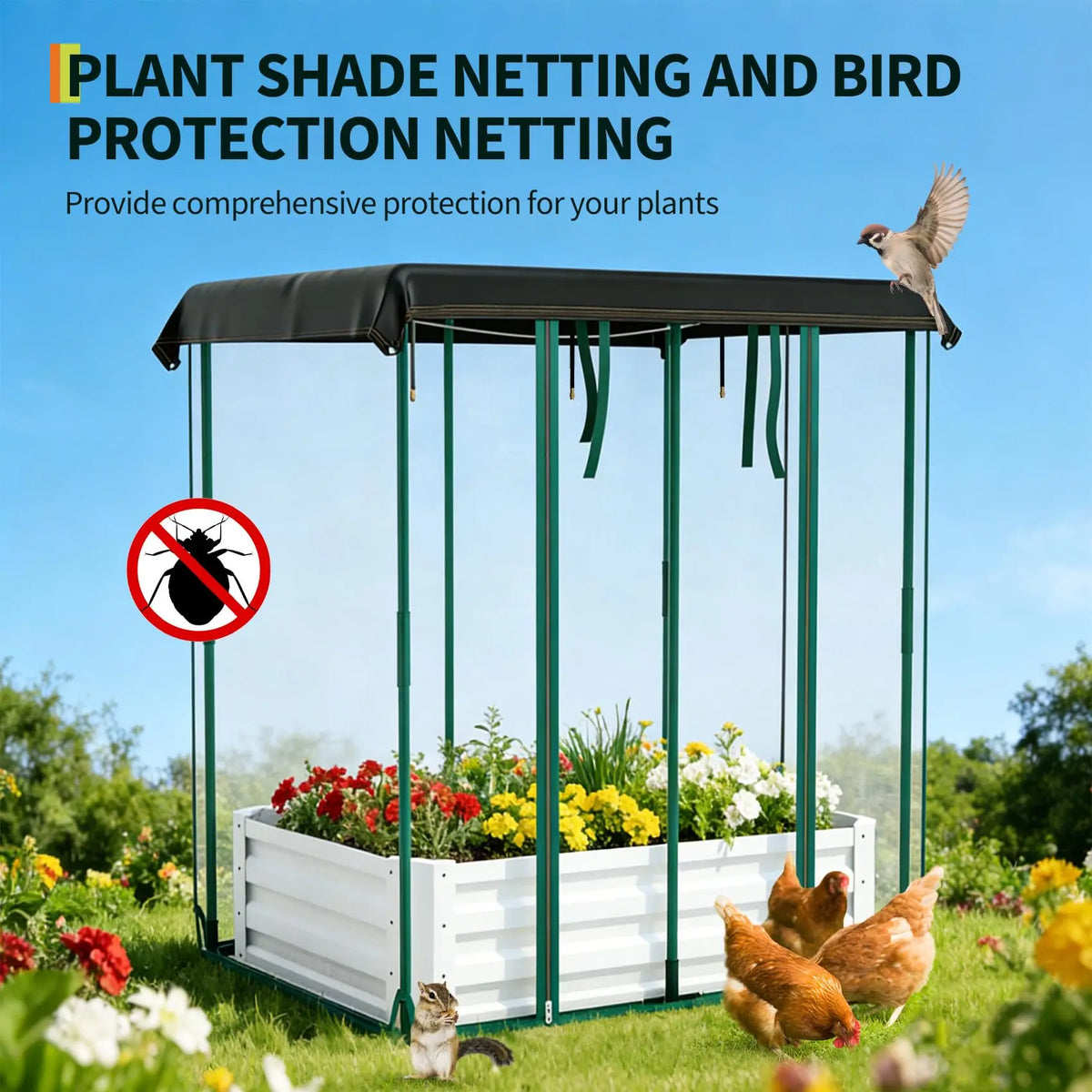 HiMISS 3 In 1 Galvanized Metal Raised Garden Bed Kit