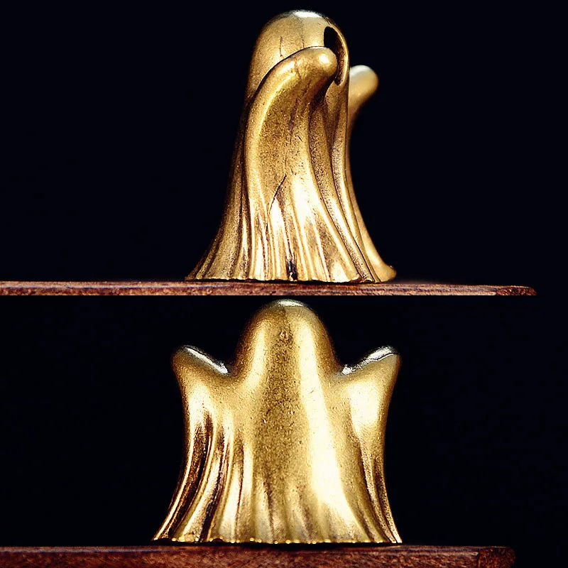 Vintage Brass Halloween Ghost Statue Antique Desktop Ornament