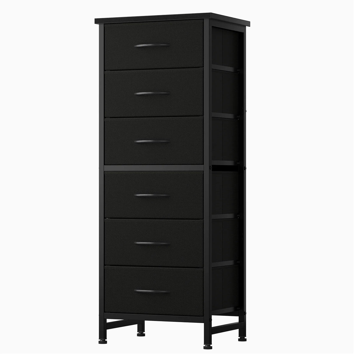 JHK Six Drawer Fabric Dresser With Metal Frame Wood Top