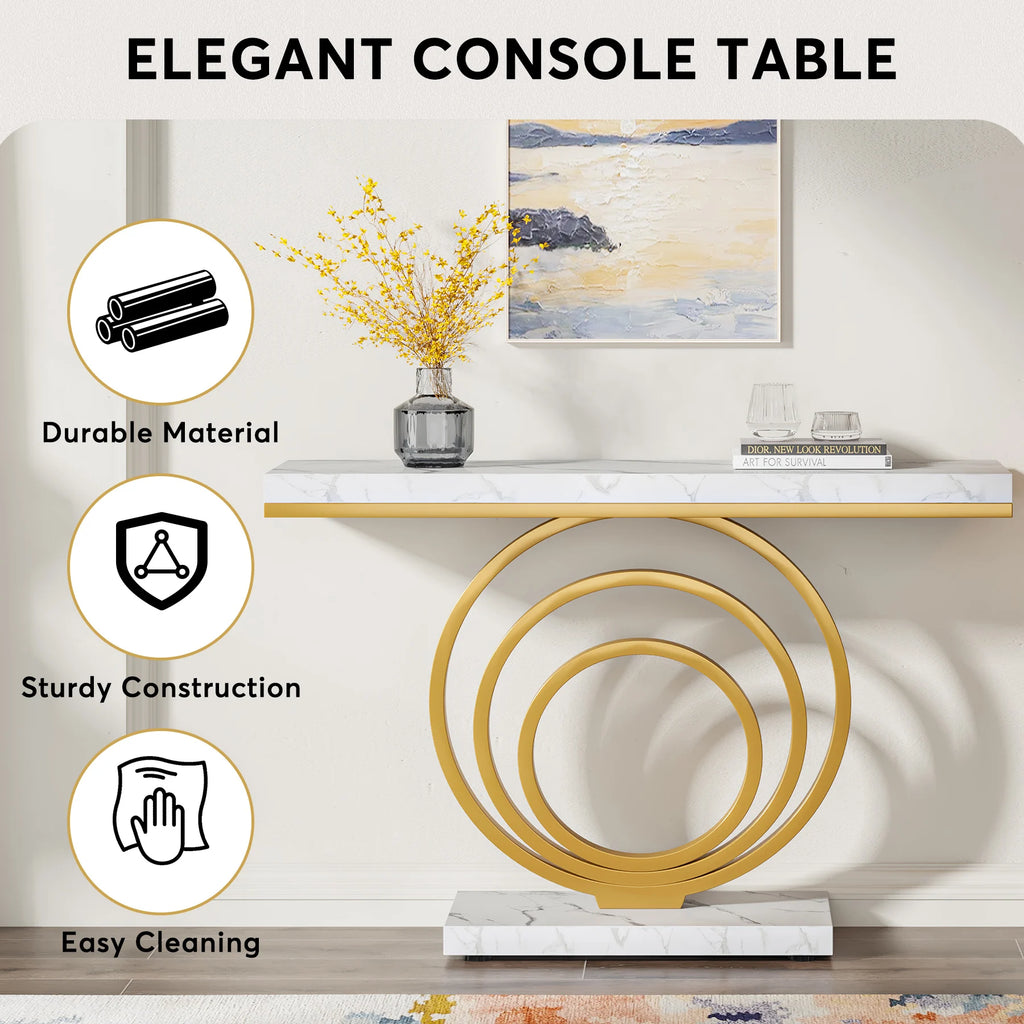 Tribesigns Modern Entryway Console Table With Decorative Ring Design
