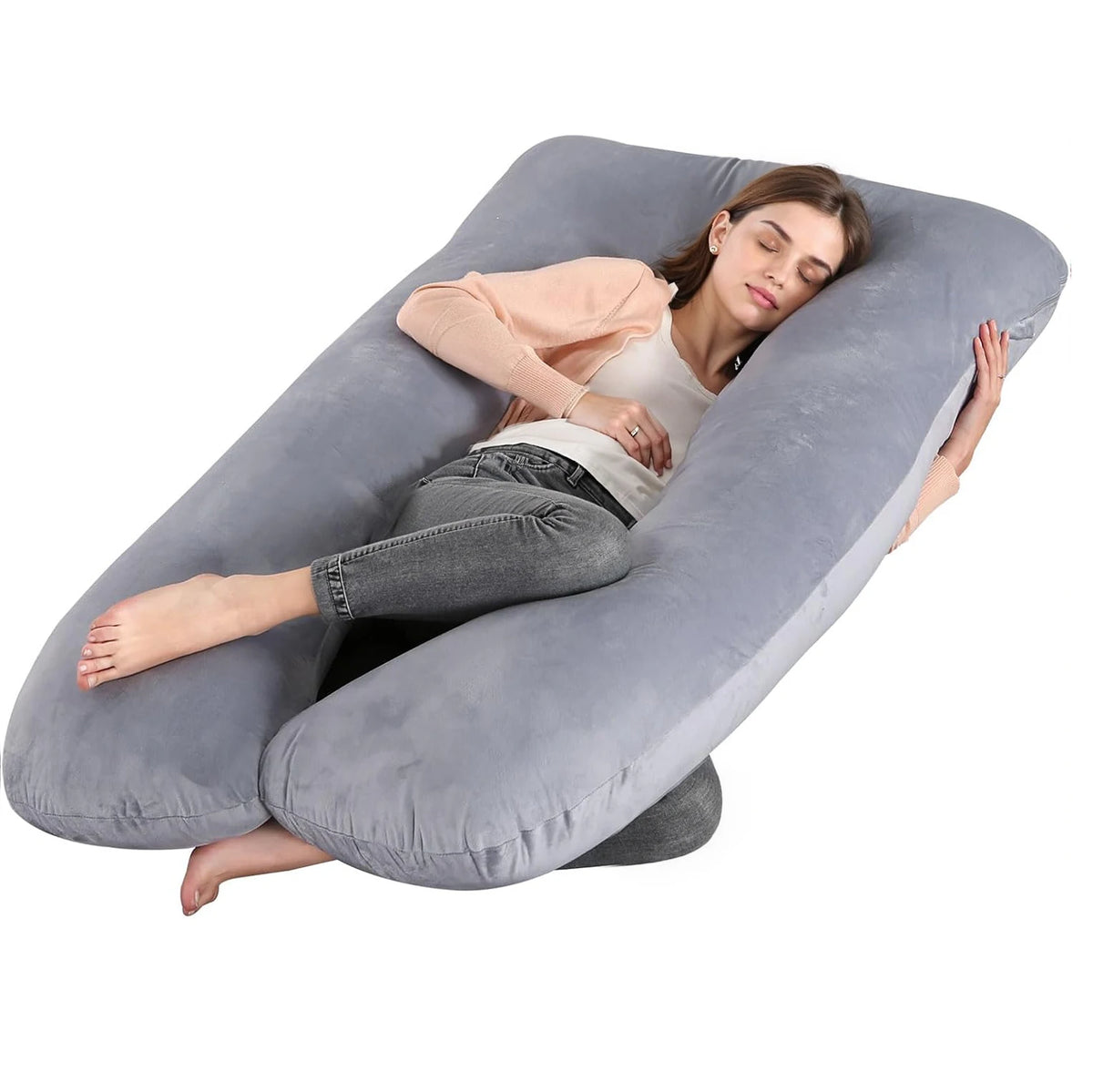 G Shaped Full Body Pregnancy Pillow With Removable Cotton Cover