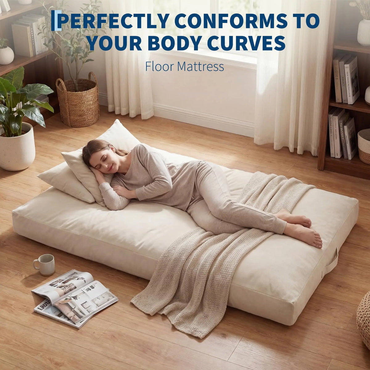 HiMISS Convertible Memory Foam Bean Bag Chair And Bed