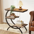 Tribesigns C Shaped Industrial Three Tier End Table With Storage