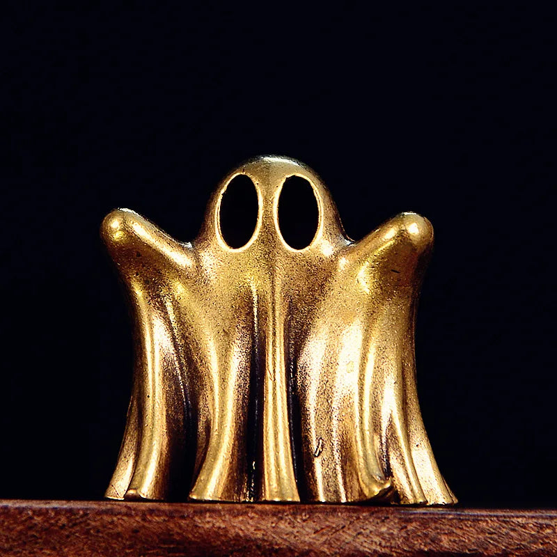 Vintage Brass Halloween Ghost Statue Antique Desktop Ornament